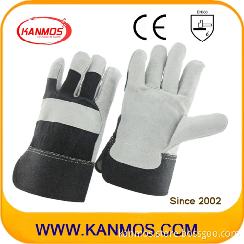 White Industrial Safety Rubberized Cuff Leather Work Gloves (110094)